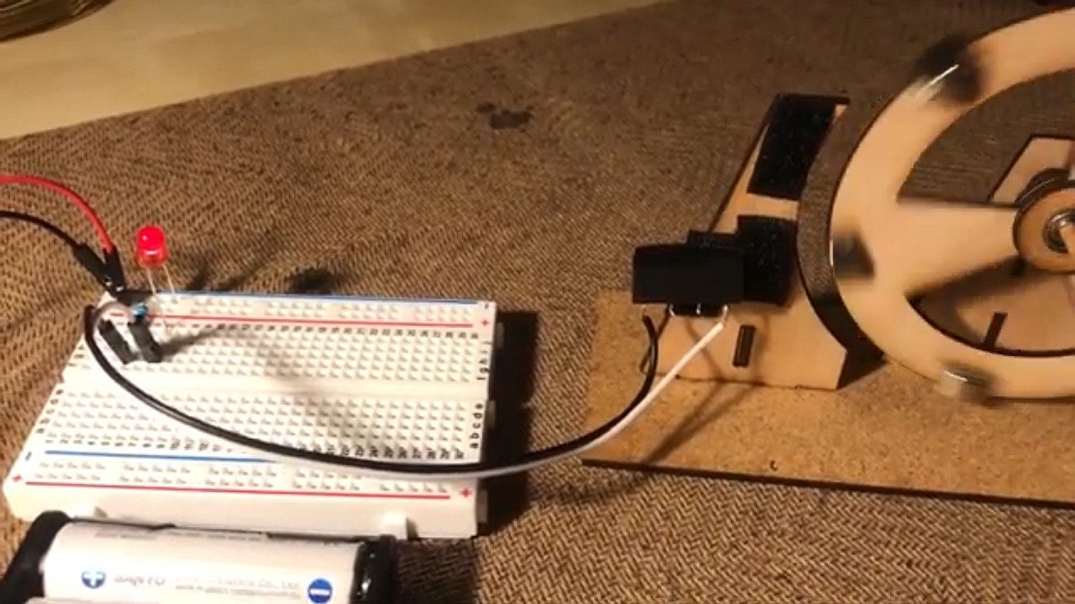 Embedded video: Wheel of magnets and reed relay