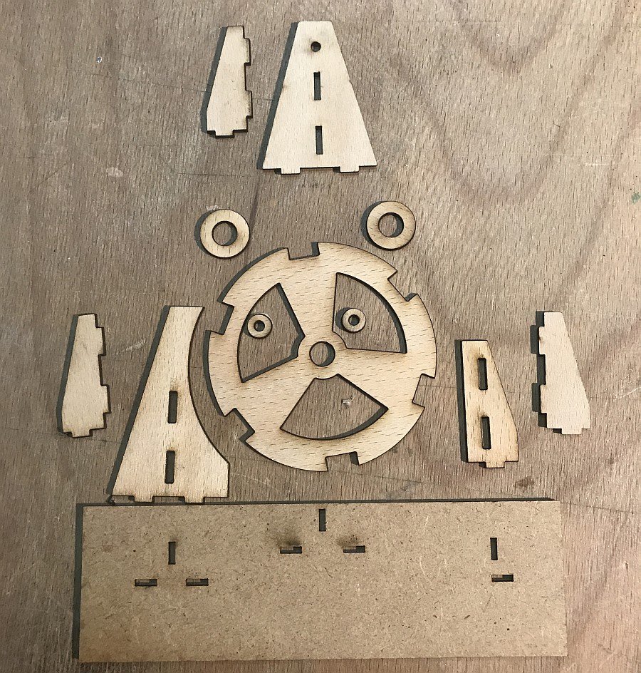 The parts, laser-cut